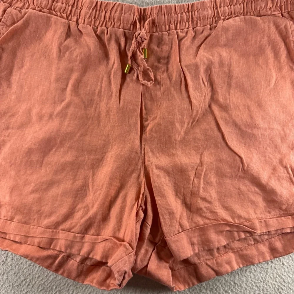 Ellen Tracy Linen Blend Drawstring Waist Shorts‎ Peach Coral Women's XL - Picture 3 of 7